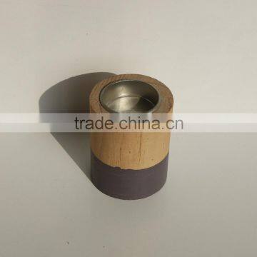 Gray cylindrical cheap wooden candlestick