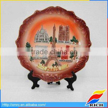 New design cheap souvenir plates in ceramic Paris wall hanging