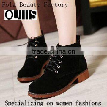 2015 Autumn New Design Women Round Toe Low Heel Casual Women Shoes Fashion British Style Lace-up Ladies Ankle Boots PH3883