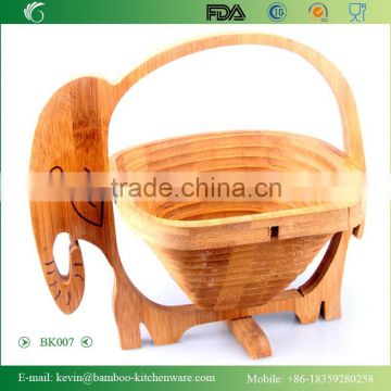 BK007/Eco-friendly folding bamboo fruit basket elephant shape bamboo fruit basket