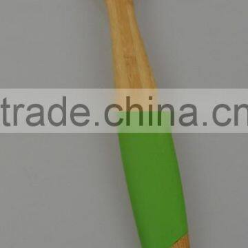 2015 Green Color Silicone Longe Handle More Thickness With Bamboo Wooden Spatula and Spoon Flat Utensil Set photo-2