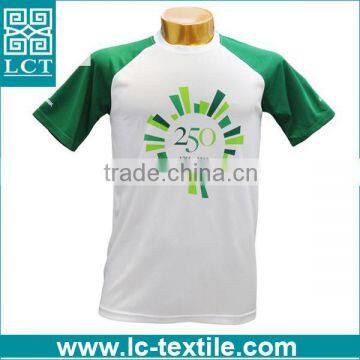 customize print green and white 100% cotton raglan t shirt for charity events