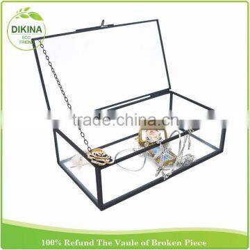 Contemporary Clear Stained Brass Silver Glass Keepsake - Peace Sign Display Container Case - Retro Glass Chinese Tea Gift Box photo-6
