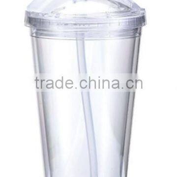 double wall acrylic tumbler with straw wholesale,drink cup