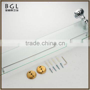 Understated Design High Quality Zinc Alloy Burnished Chrome Bathroom Accessories Wall Mounted Glass Shelf photo-6