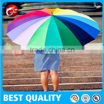 promotional rainbow golf umbrella.auto open straight umbrella