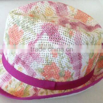 customed cheap fahsion wholesale fedora hats women printed