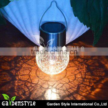 led light wholesale Crackle Glass Globe Solar hanger china led light with low price