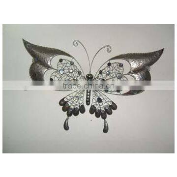 wrought iron handicrafts glass Wall Decor Outdoor beautiful metal butterfly garden decorations