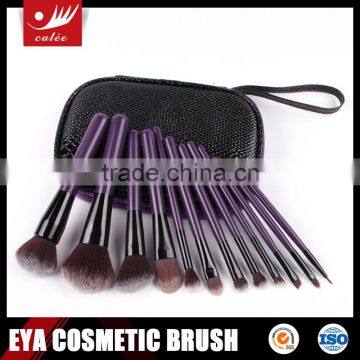 Beauty 12pcs Cosmetic Brush Set with Purple Wooden Handle