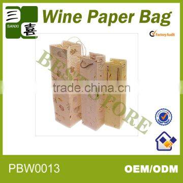 paper bag for red wine packaging of one bottle