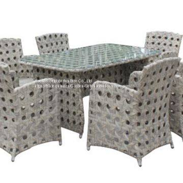 Outdoor Furniture Table And Chair PE Rattan Wicker Powder Coating Aluminum Frame Teak Waterproof Fabric