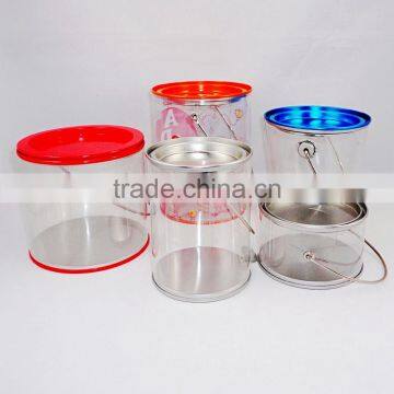 TOP sale Round tranparent christmas popcorn PVC tin bucket