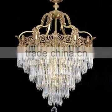 Rococo Style Crystal & Golden Brass Chandelier For Living Room Hotel Hall/ Elegant Crystal Chandelier Decorated Pendant Lamp photo-6