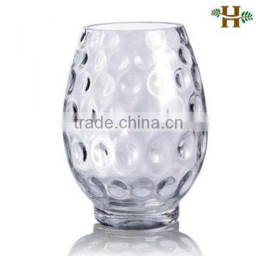 Hand made clear oval shaped glass vases with thick bottom