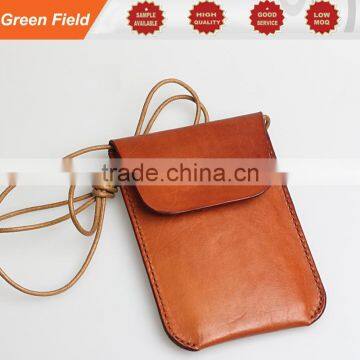 Cell phone leather pouch, shoulder strap cell phone leather pouch