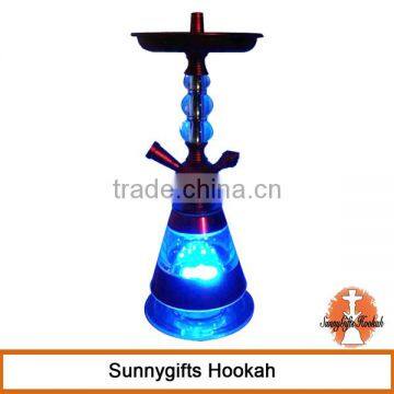 Fashion aluminium glass hookah with led/ led lights for hookah