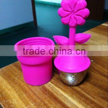 Sunflower shape Silicone Tea Strainer/tea infuser with stainless steel