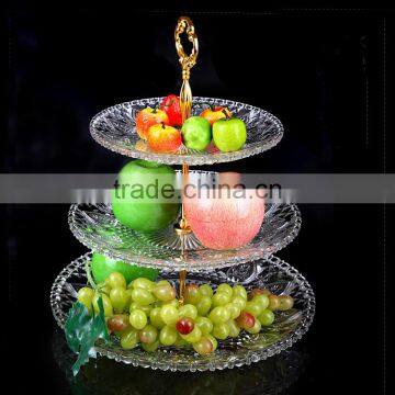 Transparent Glass Dishes Plate Set With Golden Metal Stand for Wedding photo-2