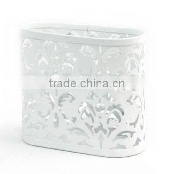 White Metal Punched Decorative Magnetic Pen Pencil Holder photo-2