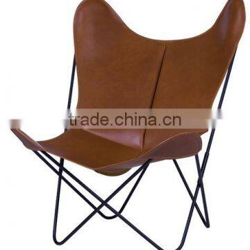 Anti-brown Leather Metal Butterfly Chair photo-5