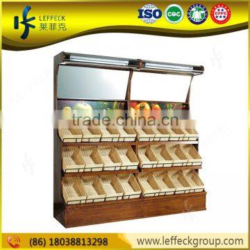 Factory wholesale supermarket single side wood fruit banaan display stand