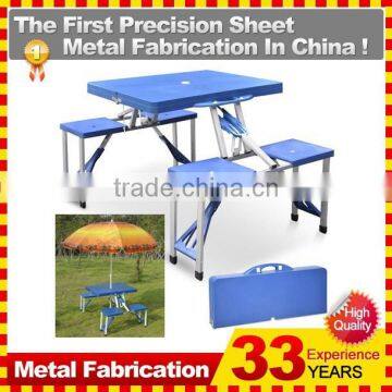 Custom Outdoor Square Folding and camping Dining Table and Chair Set with plastic top