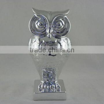 Large owl shape ceramic flower vase in sliver