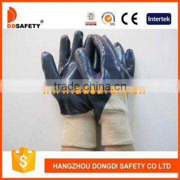 DDSAFETY Blue Nitrile Coated Cotton Liner Knit Wrist Gloves