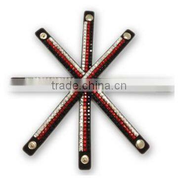 Cool Design Bracelet With Zinc Alloy Locking Part, Hot Sale Gift Leather With Crystal Gem Decoration photo-2