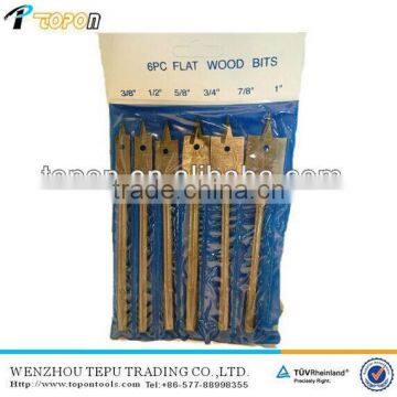 6 Pcs Flat Wood Bit Set 3/8" 1/2" 5/8" 3/4" 7/8" 1"