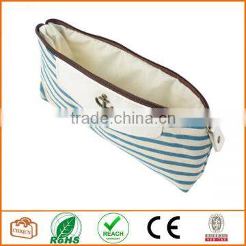 Canvas Navy Style Pen Pencil Case Cellphone Coin Cosmetic Makeup Bag Pouch Purse,Light Blue photo-2