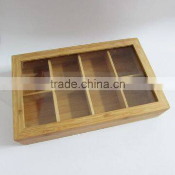 2017 Wholesale bamboo tea bag box with PVC lid