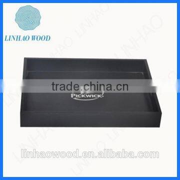 black painted wood serving tray with simple disign