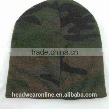 Custom Camo Printing Knitted Hats With 3d Embroidery Winter Hat photo-5