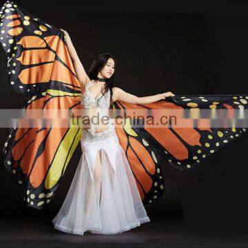 Orange butterfly wings for belly dancing performing isis wings