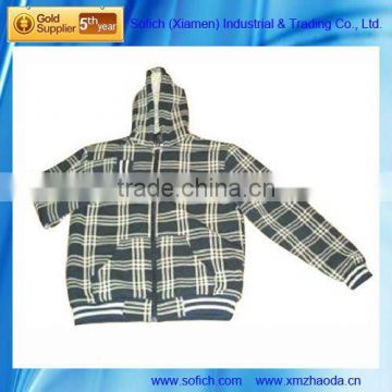 020--100%polyester Mens check fleece jacket