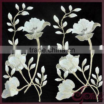 (single / double edged) Big flower metallic mesh lace embroidery fabric