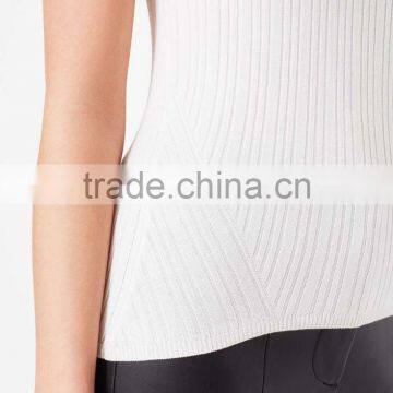 2016 Fashion Cream Sleeveless Knit Rib Tank Top HST8046 photo-4