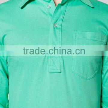 100% Cotton Jersey Long Sleeve Leisure Pocket Shirt Polo T-shirt photo-5