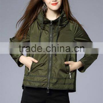 new style custom army green and navy nylon hoodie jacket cheap price