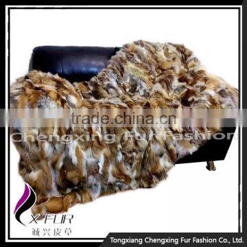 CX-D-83 Patchwork Silver Fox Fur Throw Fur Blanket photo-4