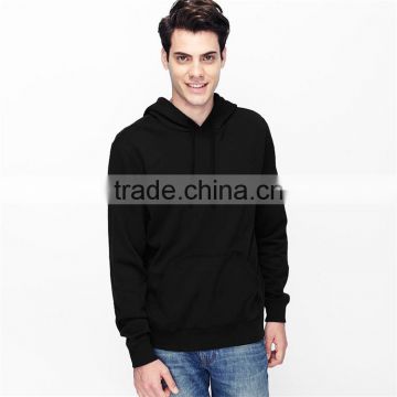 Mens 100% Cotton Pocket Customized Wholesale Plain Black Hoodie