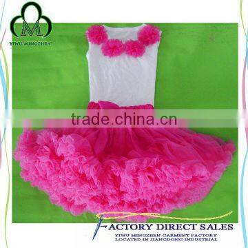 Factory Direct Sales pink pettiskirt white top with flowers pettiskirt set for kids