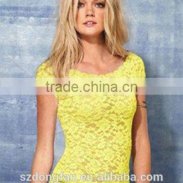 Wholesale - SALE Women Clothing Women T-shirt Floral Lace Sexy Women Top Short Sleeve Women Blouse Crew Neck Plu Size T-shirt photo-3