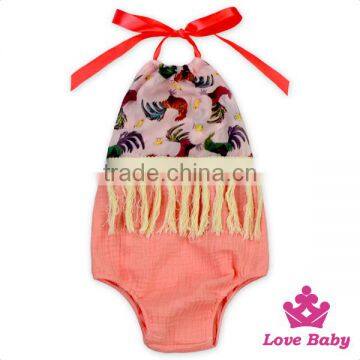 Summer Children Clothes Halter Floral Printed Decorative Tassels Baby Girl Romper Infant Bodysuit Toddler Newborn Clothes photo-3