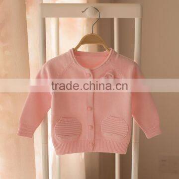 S32897W Kids Sweater Knitted Sweater Girls Sweater Beading Neck Kids Cardigan photo-2