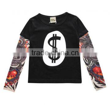 S17494A New Tattoo Sleeve Boys T Shirt Spring Autumn Children Clothes photo-3