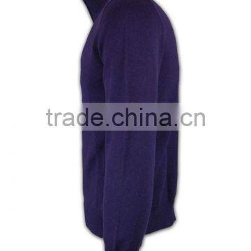 ISO9001/BSCI Manufature Purple Zipper Mens Blank Wool Sweater