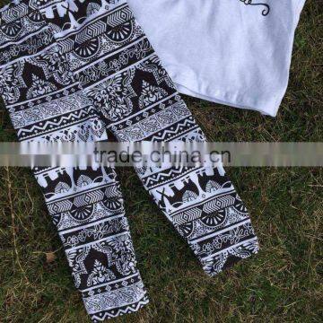 Full Stock Aztec Otufits Children Set "Awesome" Long Sleeves Kids Clothing Pants Boutique Girls Clothes With Headband Sets photo-2